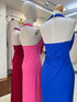 Stylist Backless Halter Neck Cowl Neckline Long Side Slit Dress